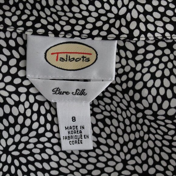 Split wrist silk blouse, vintage b&w silk blouse, black and white size 8 - Picture 10 of 10